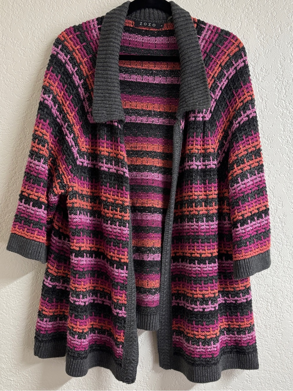 ZOZO 3X Colorful Knit Open Front Cardigan Boho Cozy Plus Size Sweater